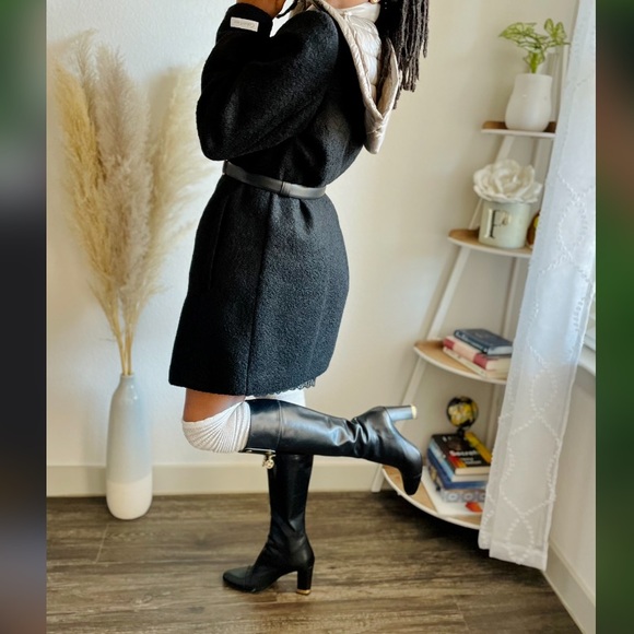 Calvin Klein Black Wool Blend Puffer Coat Medium - Picture 6 of 12